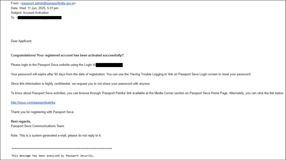 Account Activation Email
