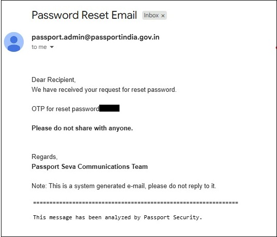 Password Reset Email