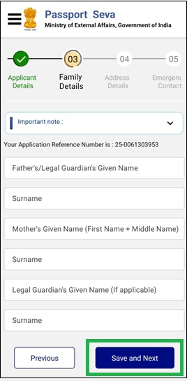 Fill Family Details