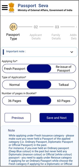 Select passport type