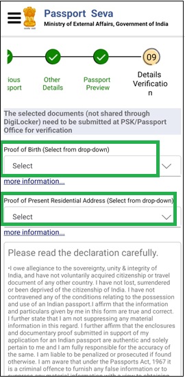 Select proof of birth