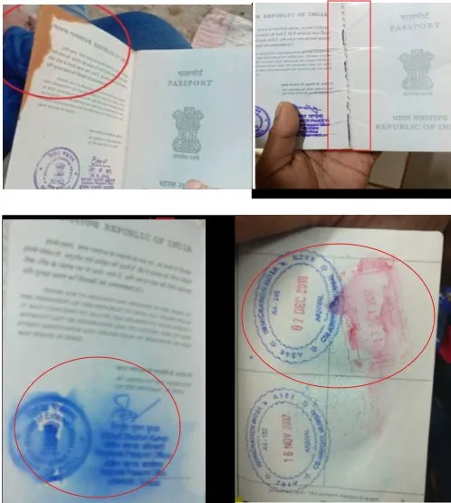 क्षतिग्रस्त पासपोर्ट