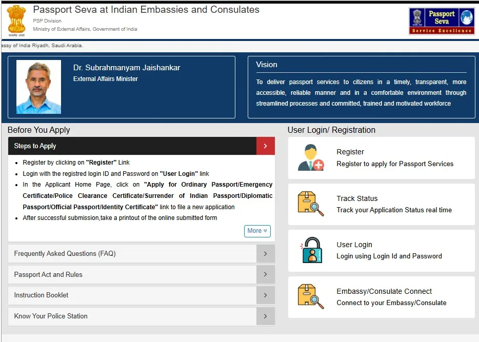passport seva at Indian Embassies and consulates
